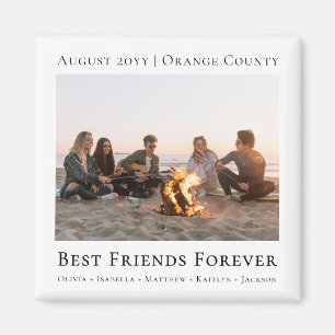 Modern Black and White Best Friends Forever Photo Magnet