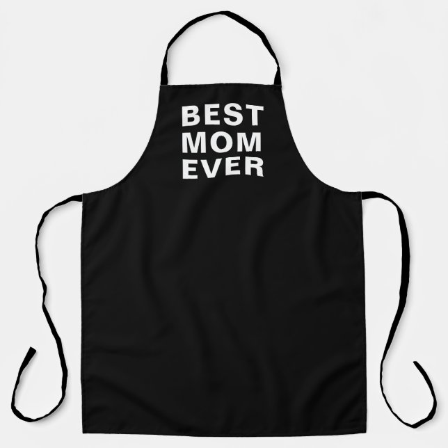 Modern Black And White Best Mum Typography Kitchen Apron (Front)