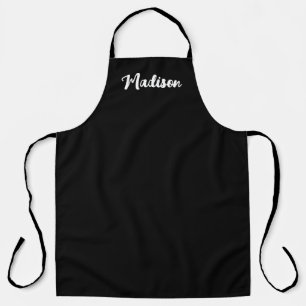 Modern Black And White Big Script Personalized  Apron