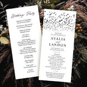 Modern Black and White Birds Wedding Program