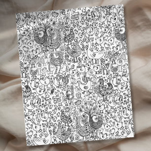 Modern Black and White Birds Whimsical Pattern Fleece Blanket