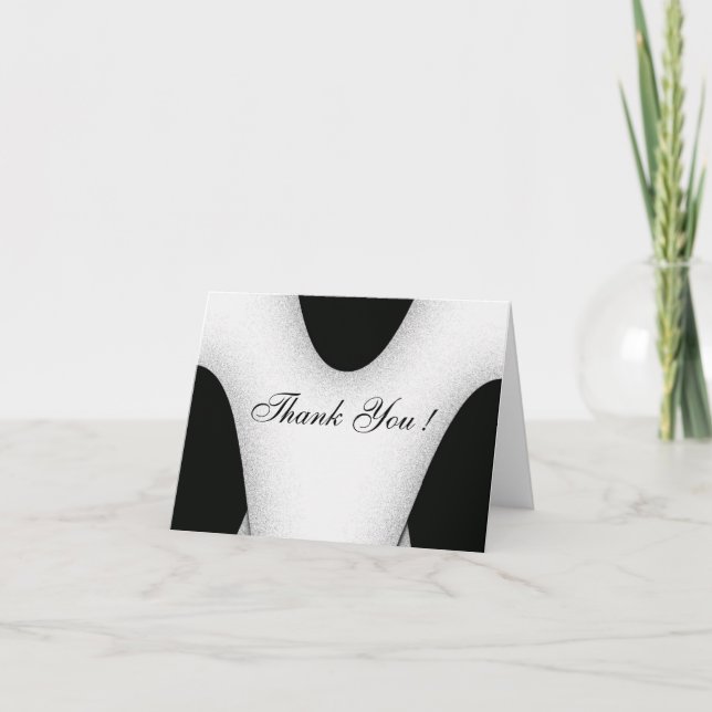 Modern Black and White Blank Thank You Cards (Front)