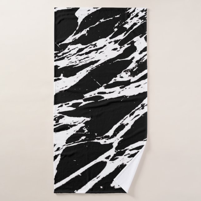 Modern Black and White Bold Marble Pattern Bath Towel (Bath Towel)