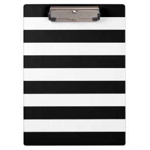 Modern Black and White Bold Stripes Pattern Clipboard