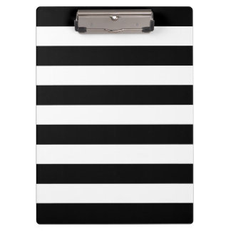 Modern Black and White Bold Stripes Pattern Clipboard