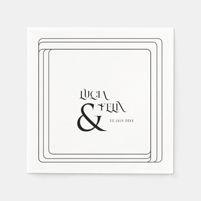 Modern Black And White Bold Text Wedding Napkin (Front)