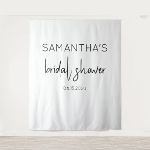 Modern Black and White Bridal Shower Backdrop Tapestry