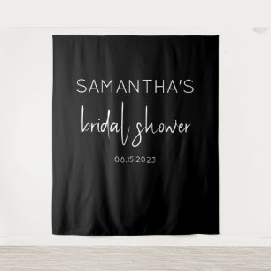 Modern Black and White Bridal Shower Backdrop Tapestry