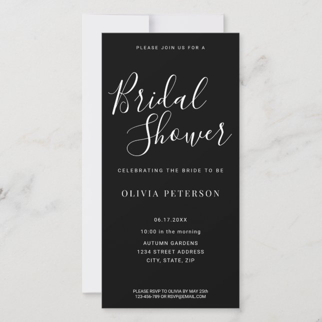 Modern Black and White Bridal Shower Invitation (Front)
