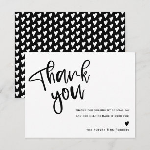 Modern Black and White Bridal Shower Thank You Card