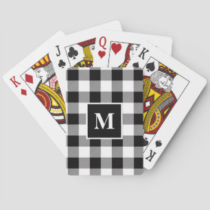 Modern Black and White Buffalo Plaid Pattern Playing Cards
