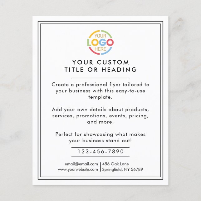 Modern Black and White Business Logo Promotional Flyer (Back)