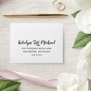Modern Black and White Calligraphy RSVP Envelope