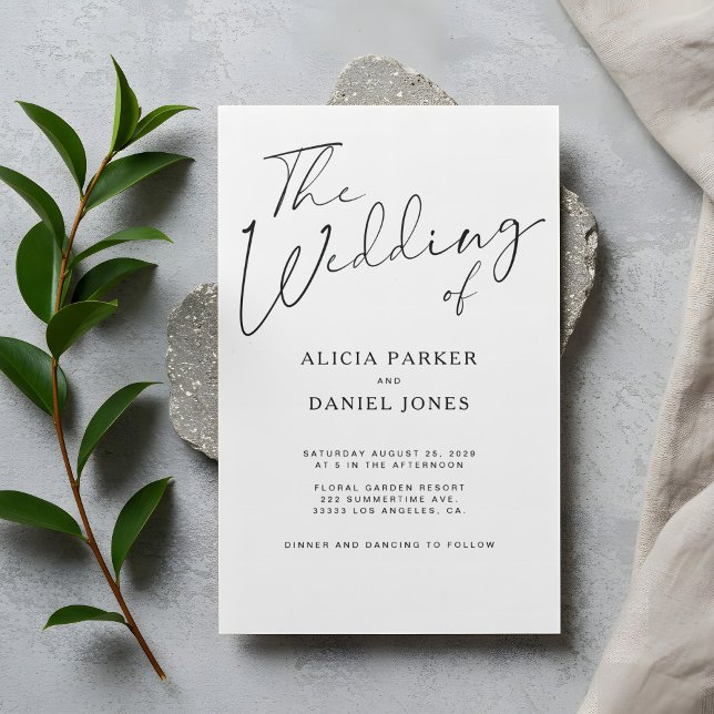 Modern black and white calligraphy script wedding  invitation (Creator Uploaded)