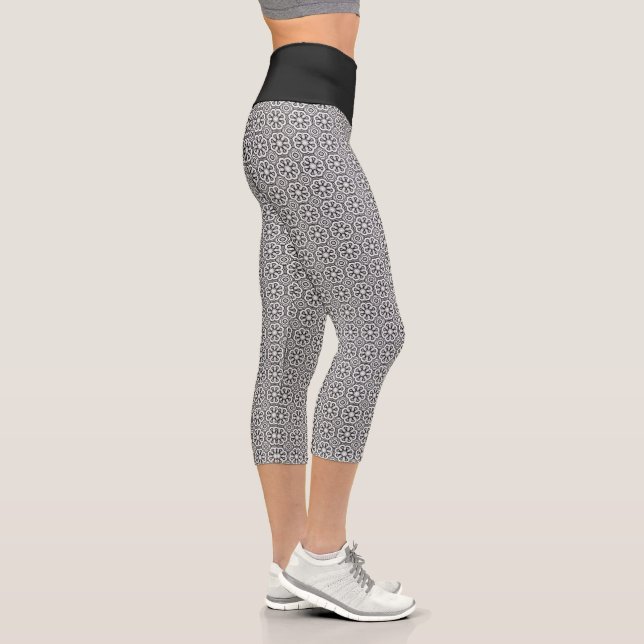 Modern Black and White Capri Leggings (Right)