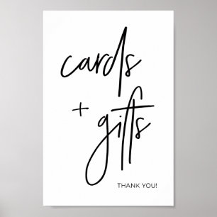 Modern Black and White Cards + Gifts Wedding Sign
