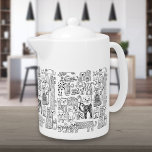 Modern Black and White Cats And Kittens Patterned<br><div class="desc">The purrfect gift for the cat lover in your life. A fun hand-drawn black and white cats whimsical patterned teapot. Created by Julie Nicholls©.</div>