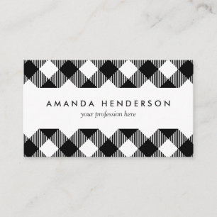 Modern Black and White Check Gingham Pattern Business Card