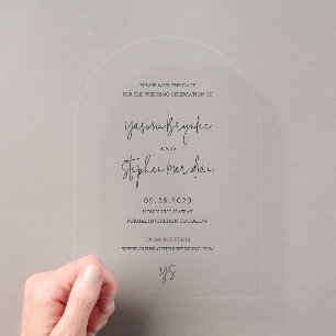 Modern Black and White Chic Wedding Save the Date Acrylic Invitations