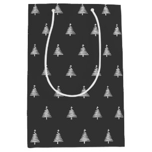 Modern Black and White Christmas Medium Gift Bag