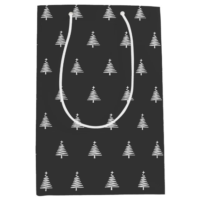 Modern Black and White Christmas Medium Gift Bag (Front)