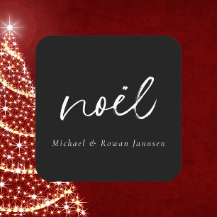 Modern Black and White Christmas  Square Sticker