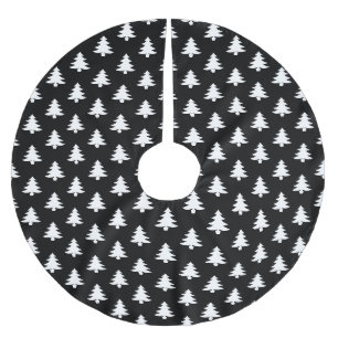 Modern Black and White Christmas Tree Pattern Brushed Polyester Tree Skirt