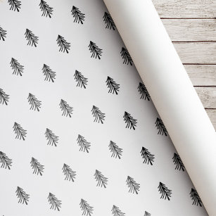 Black White Christmas Trees Wrapping Paper