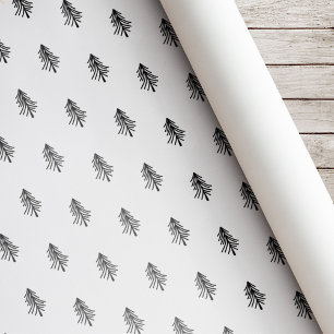 Modern Black and White Christmas Tree Wrapping Paper
