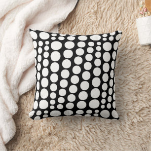 Modern Black and White Circles Pattern Pillow