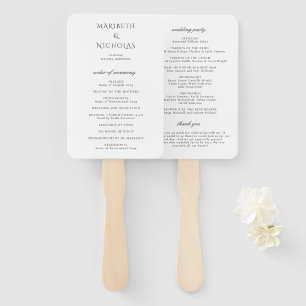 Modern Black and White Classy Wedding Program Hand Fan