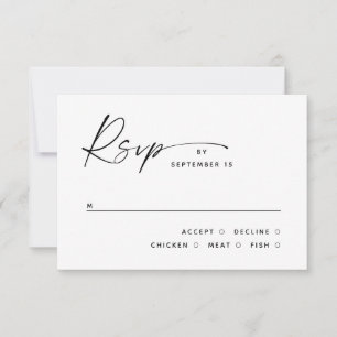 Modern Black and White Clean Minimalist Wedding RSVP Card