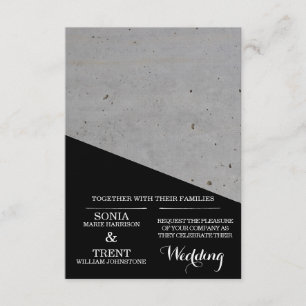 Modern Black and White Concrete Wedding Invitation