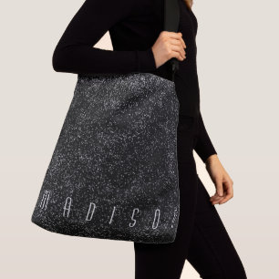 Modern Black and White Confetti Pattern Elegant Crossbody Bag