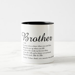 Modern Black and White Cool Brother Definition  Two-Tone Coffee Mug