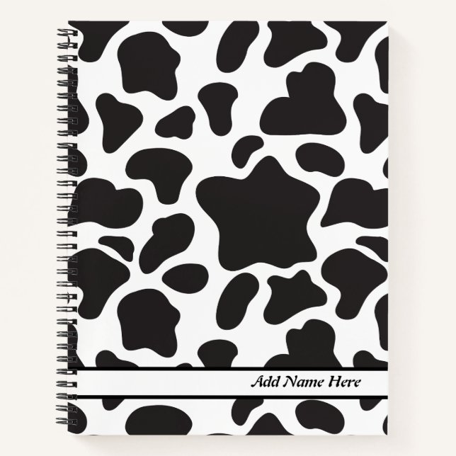 Modern Black and White Cow Print  Notebook (Front)