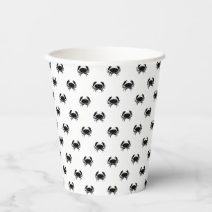 Modern black and white crabs pattern cute paper cups