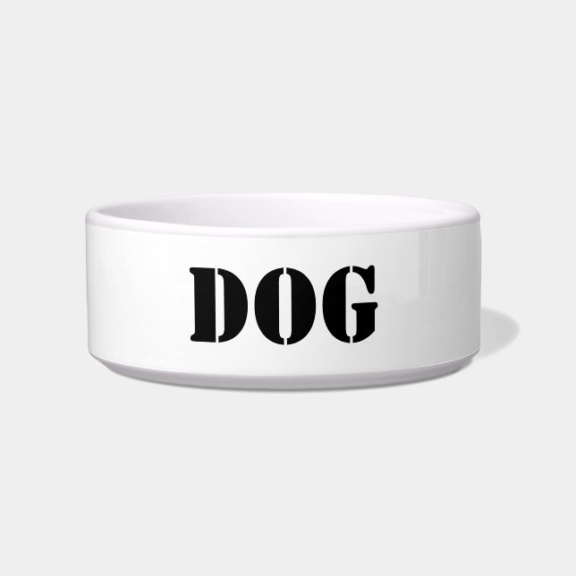 Modern black and white custom text dog bowl (Front)