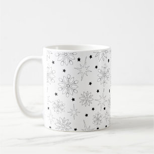 Modern Black and White Cute Christmas Pattern Coffee Mug