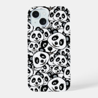 Modern Black and White Cute Panda Bear Pattern