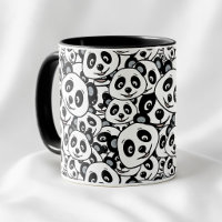 Modern Black and White Cute Panda Bear Pattern