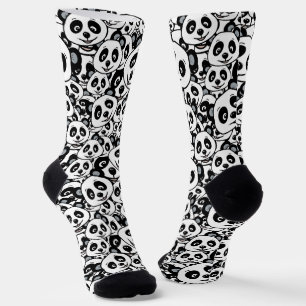 Modern Black and White Cute Panda Bear Pattern Socks