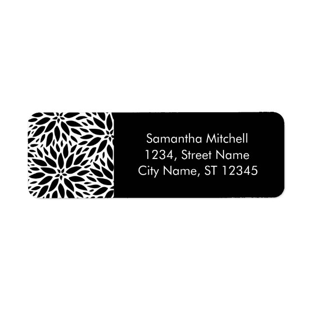 Modern Black And White Dahlias Address Labels (Front)