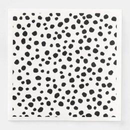 Modern Black and White Dalmatian Spot Animal Print Napkin
