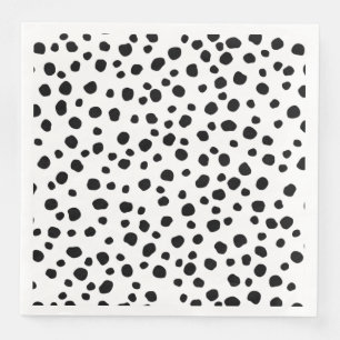 Modern Black and White Dalmatian Spot Animal Print Napkin