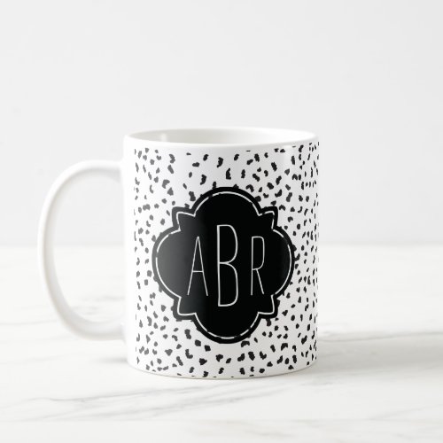Modern Black and White Dalmatian Spots Monogram Coffee Mug