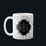 Modern Black and White Dalmatian Spots Monogrammed Coffee Mug<br><div class="desc">This modern pattern of Dalmatian like spots is on trend and a very cool way to add animal print to your life. Don't forget to personalise the three-letter monogram! ©2014 all rights reserved.</div>
