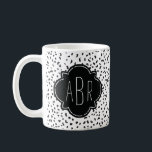 Modern Black and White Dalmatian Spots Monogrammed Coffee Mug<br><div class="desc">This modern pattern of Dalmatian like spots is on trend and a very cool way to add animal print to your life. Don't forget to personalise the three-letter monogram! ©2014 all rights reserved.</div>