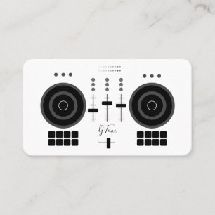 Modern Black and White DJ Business Card