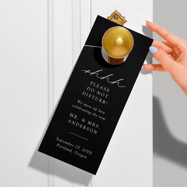 Modern Black and White Do Not Disturb Wedding Door Hanger (Creator Uploaded)